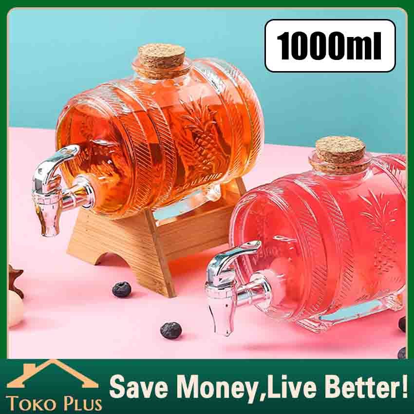 Dispenser Jus Plastik Mini 1 Liter Galon Air Kecil Dengan Tutup Dan Keran Ketel Minuman Dingin Keran