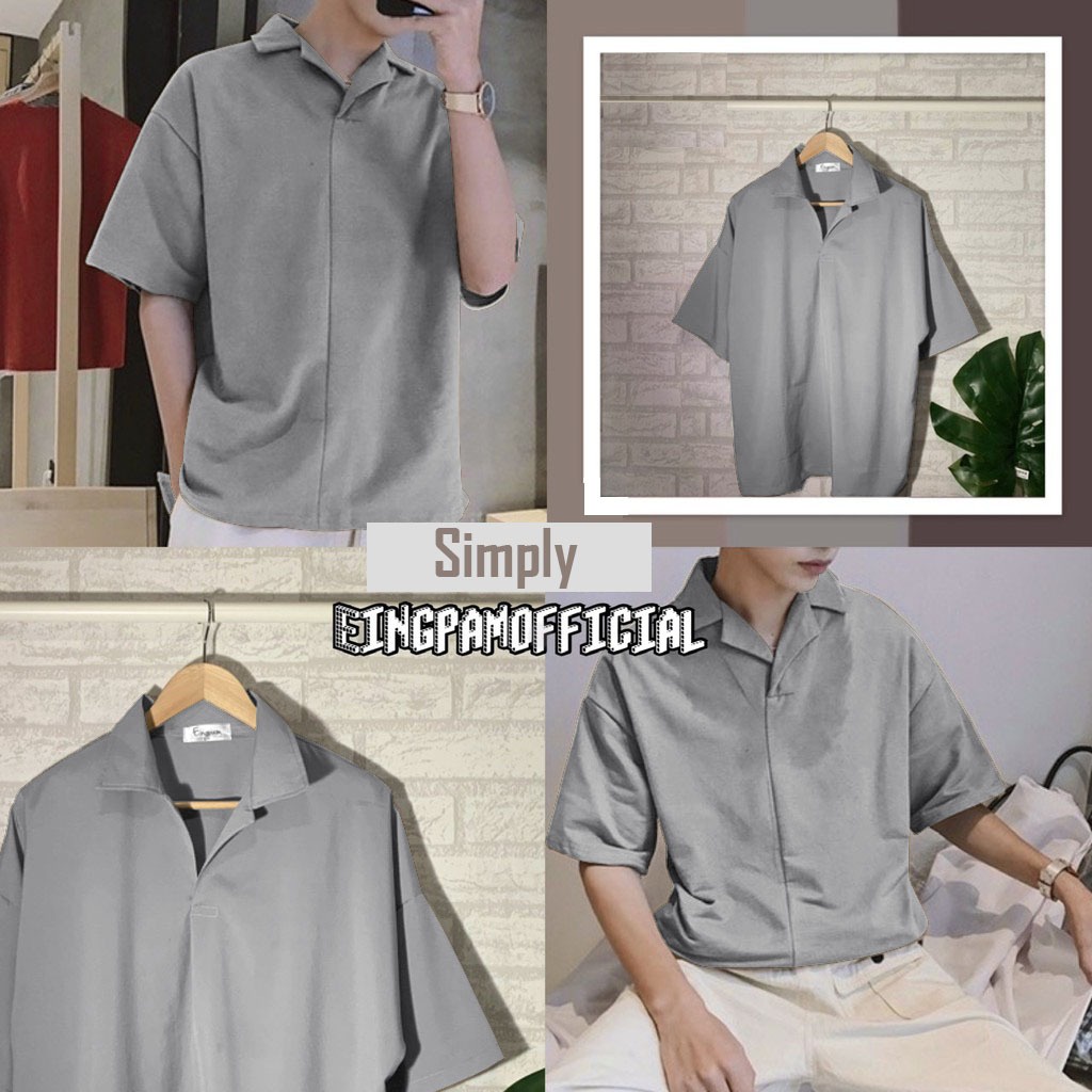 AMSPRO kemeja pria kemeja casual kemeja polos kemeja v neck pd 06