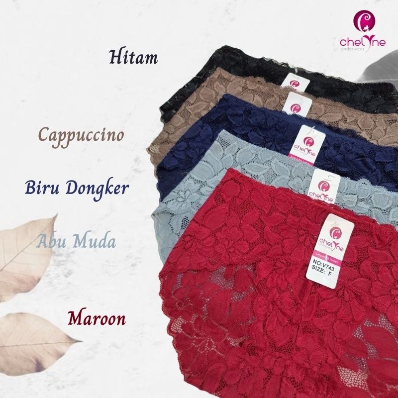 EVARIEN SHOP - Celana Dalam Brokat Chelyne V 743 CD Brukat Big Plus Size Jumbo Mini Lace Sexy Seksi 