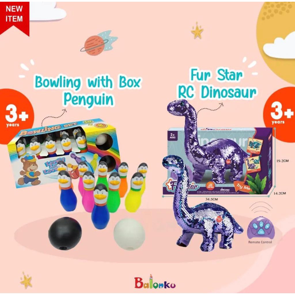 F11 Bowling W/Box Pinguin Lively&Lovely. Mainan Dinosaurus