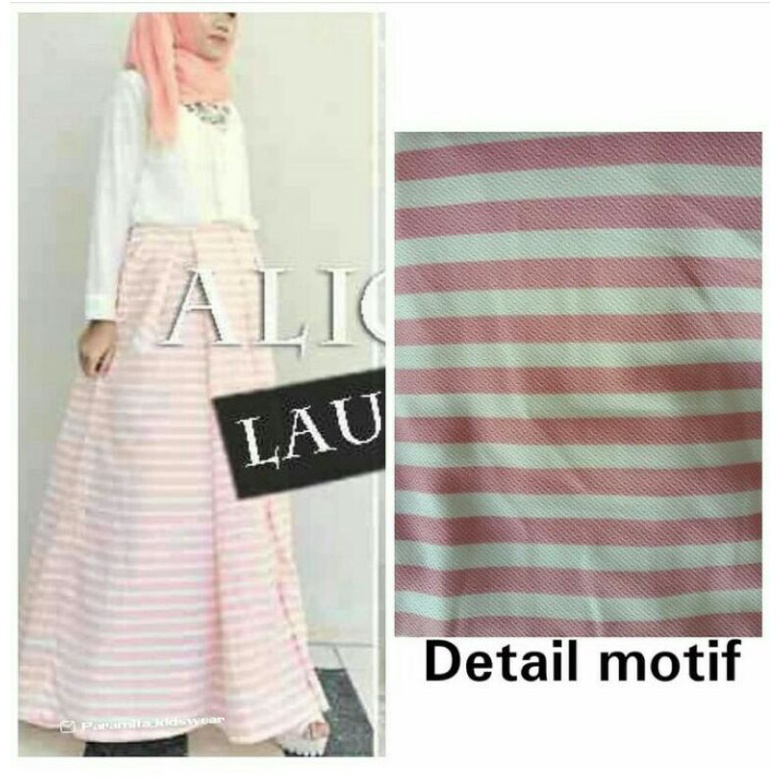Rok arumi pink salur/ rok panjang remaja cewek warna pink garis putih