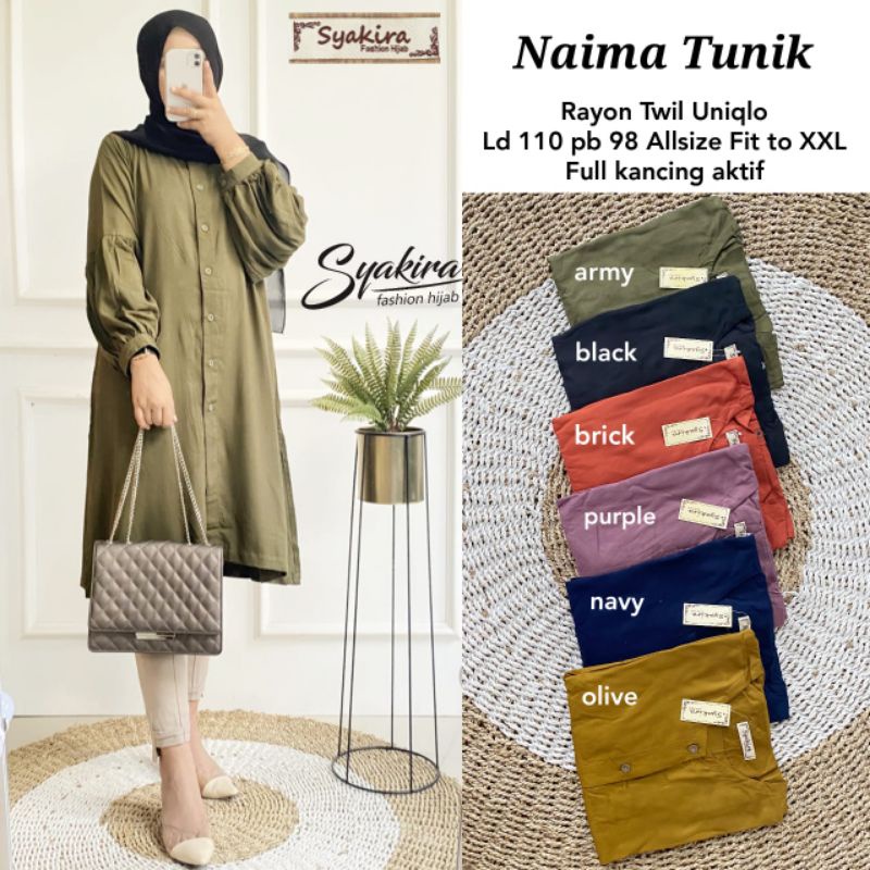 Tunik Polos Rayon Twill - Tunik Rayon - Naima Tunik By Syakira