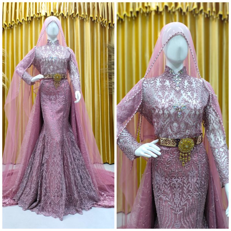 kebaya pengantin span duyung full Payet ekor cantik mewah