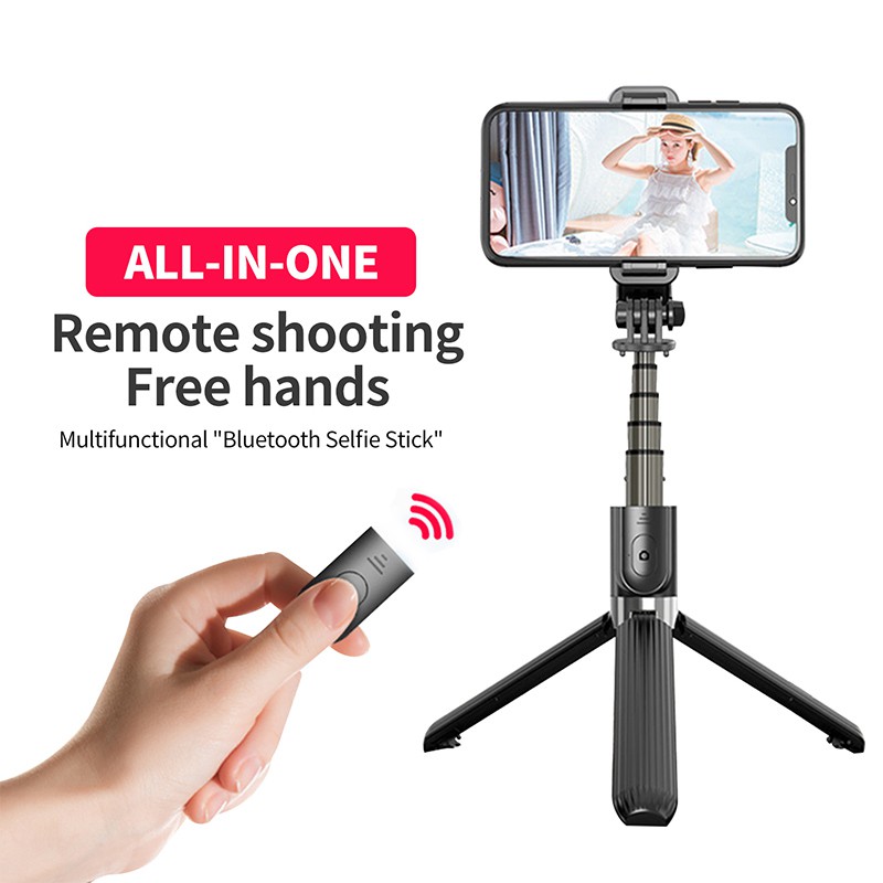 PFTS01 Bluetooth Selfie Stick Portabel Tongsis Tripod dengan Remote Control for Smartphone Camare