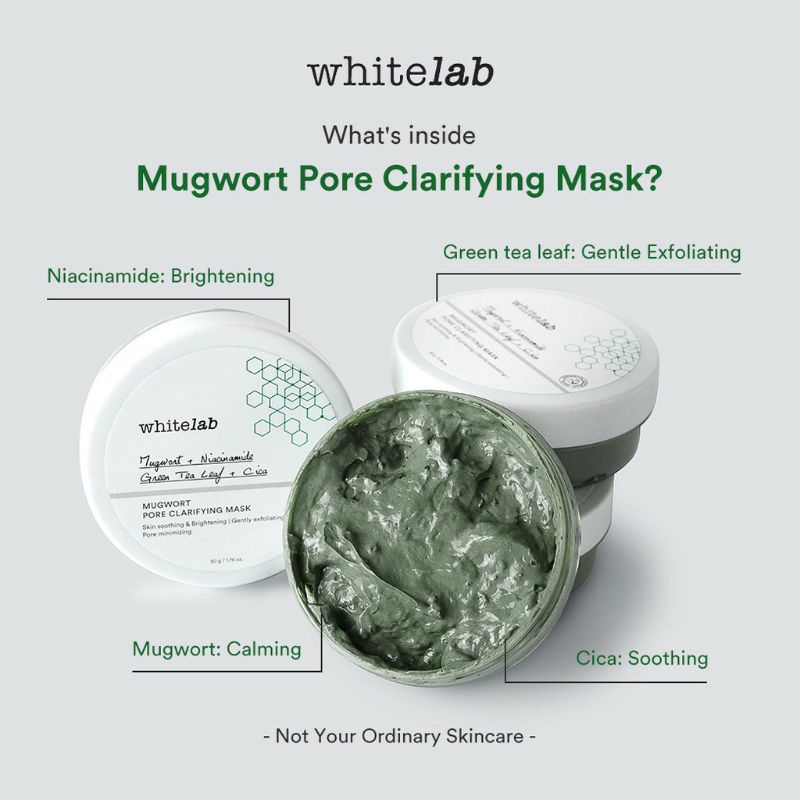 Whitelab Mugwort Pore Clarifying Mask 50gr l Heartleaf Skin Purifying Gel Masker 60gr l Bamboo Charcoal Brightening Gel Mask 60gr