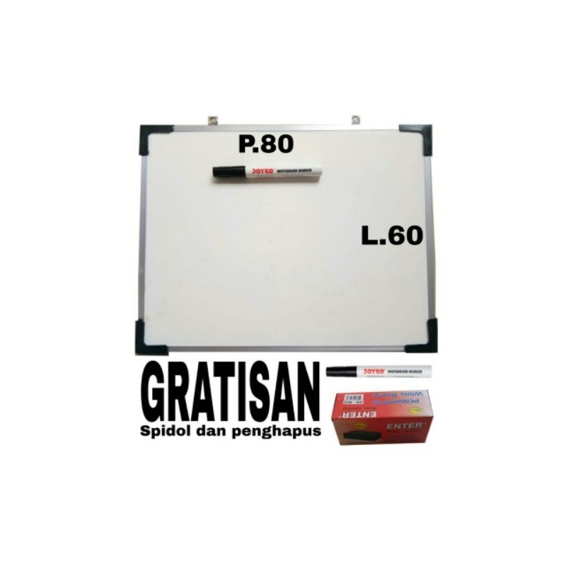 

whiteboard papantulis 80x60(free spidol&penghapus)