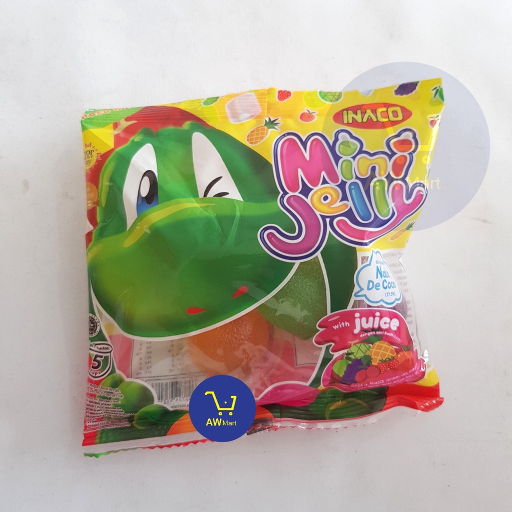 INACO MINI JELLY ISI 5, 15, 25 DENGAN NATA DE COCO DAN SARI BUAH 75GR, 225GR, 375GR