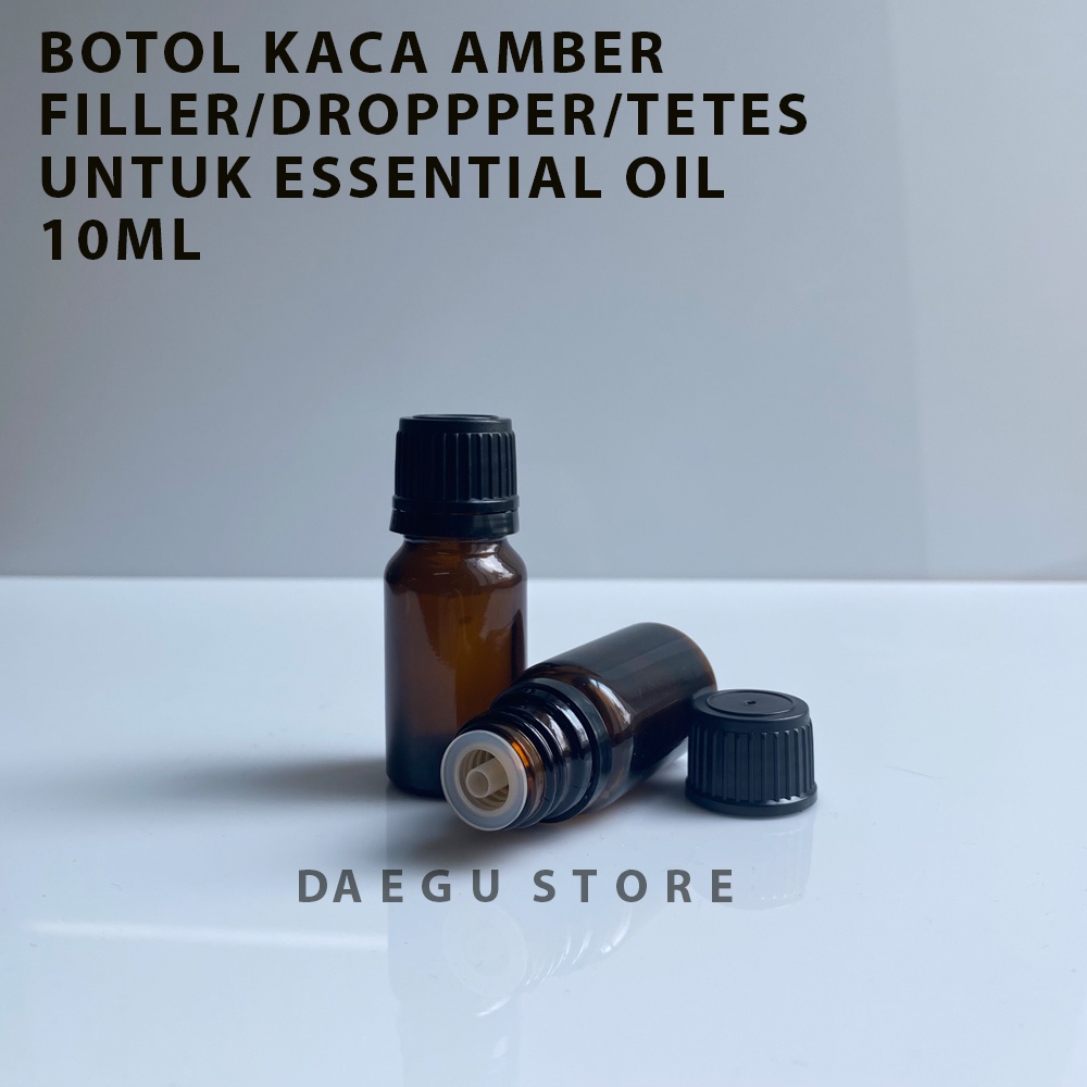 Botol Kaca Amber 10ml - Tutup Filler/Dropper/Tetes untuk Essential Oil