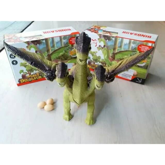 Mainan Dinosaurus Bertelur Dragon Fly / Berkepala 3 Dino