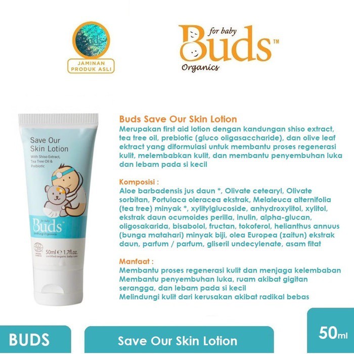 Buds Save Our Skin Lotion 50ml - Lotion Untuk Kulit Luka