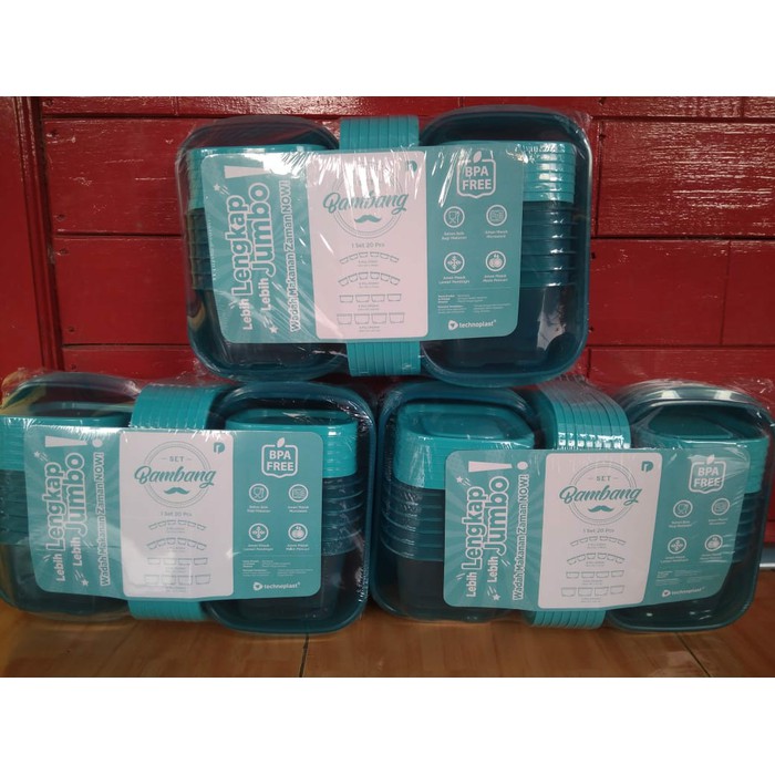 Toples- wadah serbaguna- bambang set - Biru Muda