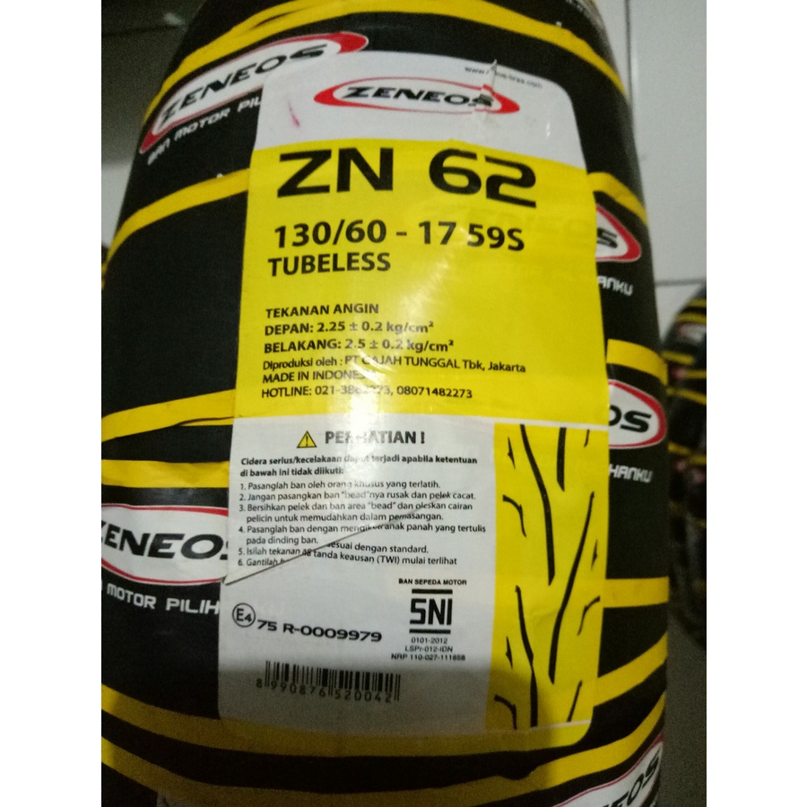 Ban ZENEOS 130/60-17 ZN 62 TUBELESS