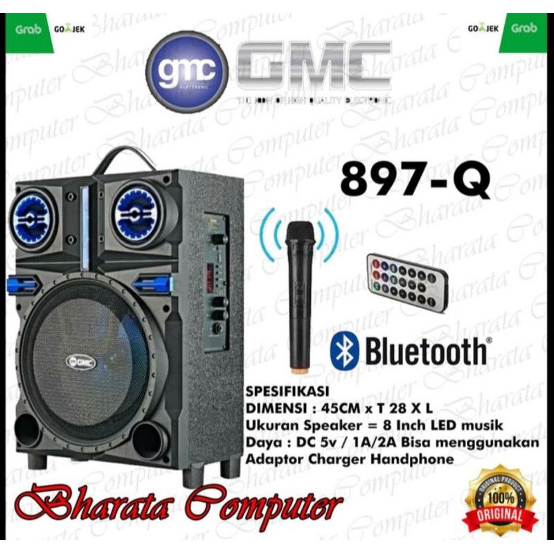 Bisa COD GMC - Speaker GMC 897Q Bluetooth Portable 6.5 inch Pairing free Mic Wireless