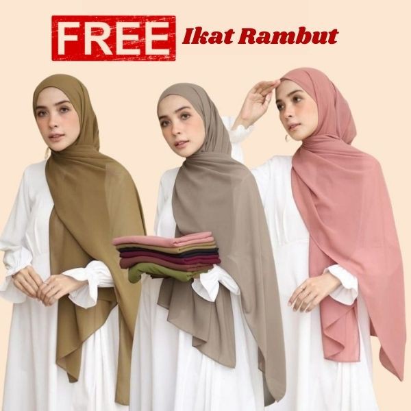 Jilbab Pashmina Diamond Crepe / Krudung Hijab Pasmina Sabyan Jahit Tepi Premium Jumbo 180x75 Part 1-2