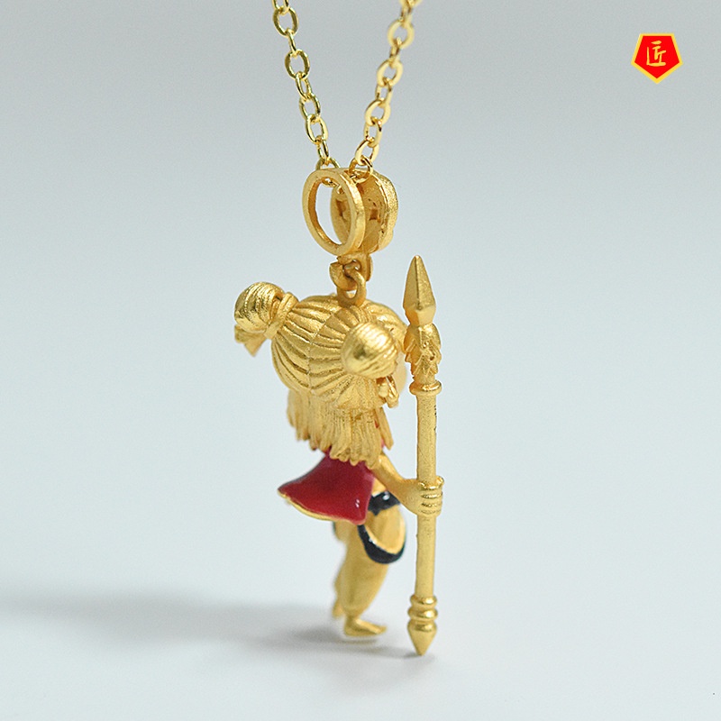 [Ready Stock]Nezha Gold Pendant Cartoon Cute All-Match