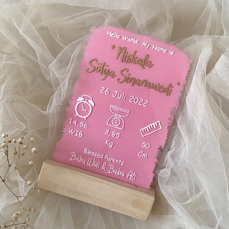 HOSPITAL BOARD A5 (PO 3 HARI) | PAPAN NAMA BAYI AKRILIK NEWBORN