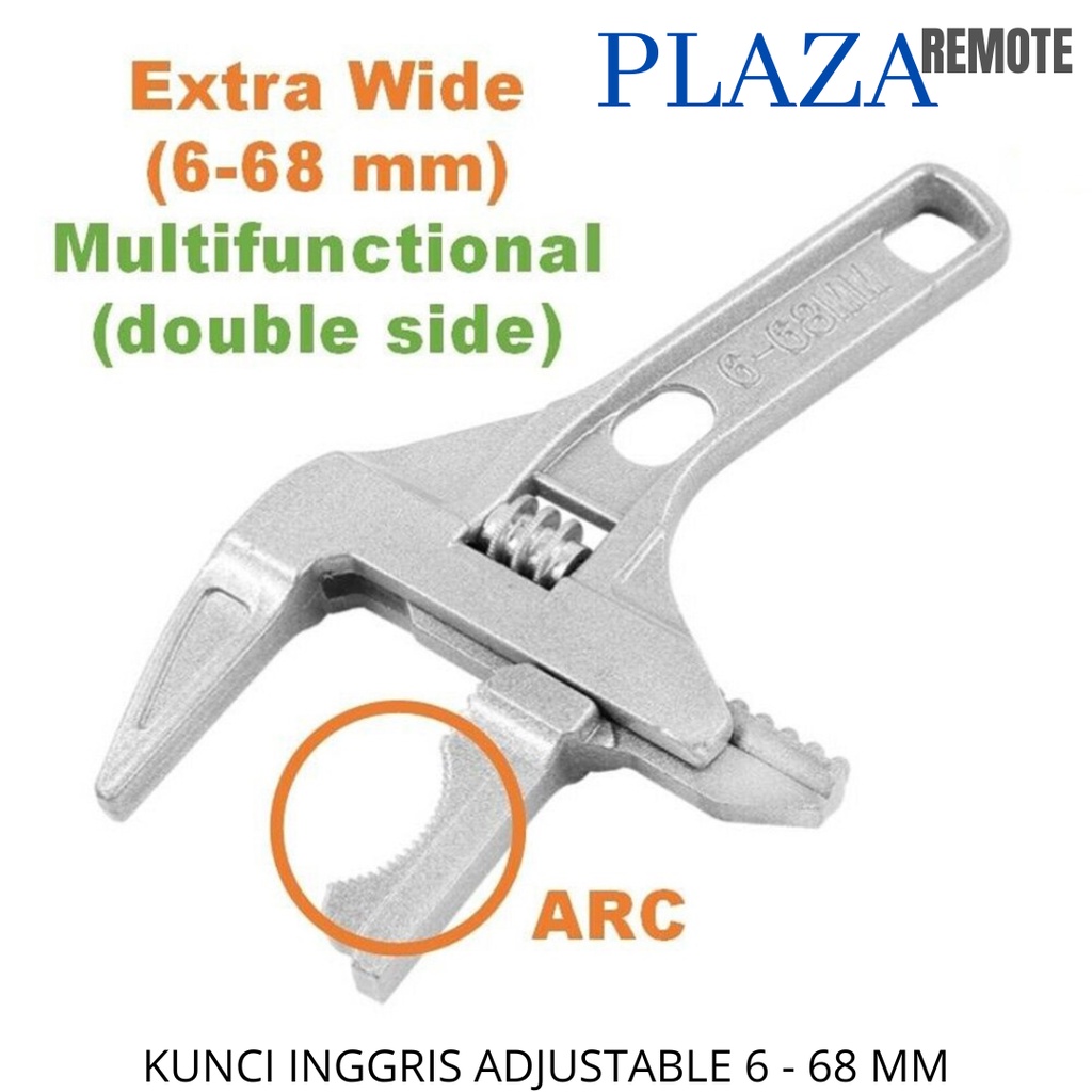 KUNCI INGGRIS PIPA KERAN ADJUSTABLE 6 - 68 MM ARC JAW BULAT CHROME SANITARY ADJUSTABLE WRENCH