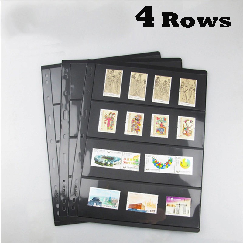 

IMPORT Quality 10PCS 4 Rows Loose Leaf Postage Stamp Album Sheets Double-sided Standard 9 holes