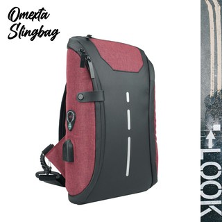 BEST SELLER Tas Selempang Slempang Omexta Waterproof Sling Bag USB &amp; Earphone Hole HIGH QUALITY