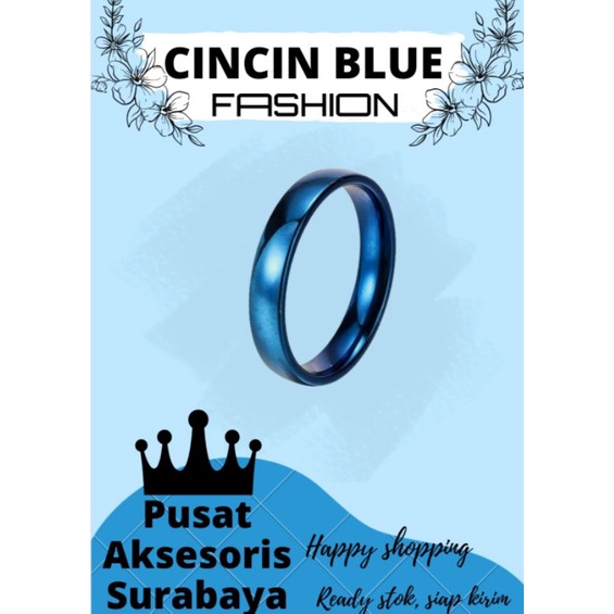 CINCIN TITANIUM BIRU POLOS 3MM CINCIN PRIA WANITA TERBARU BERKUALITAS IMPORT