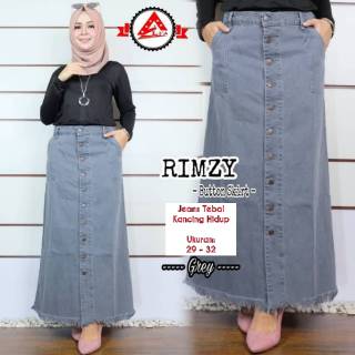 Rok Panjang Gisca Kancing Depan Rok Jeans Panjang 