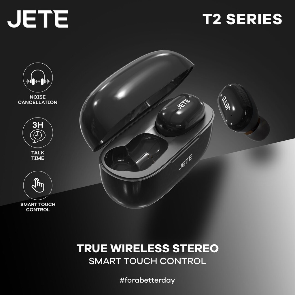 TWS Earbuds Headset Bluetooth JETE T2 Original - Garansi  2 Tahun Rusak Tukar Baru