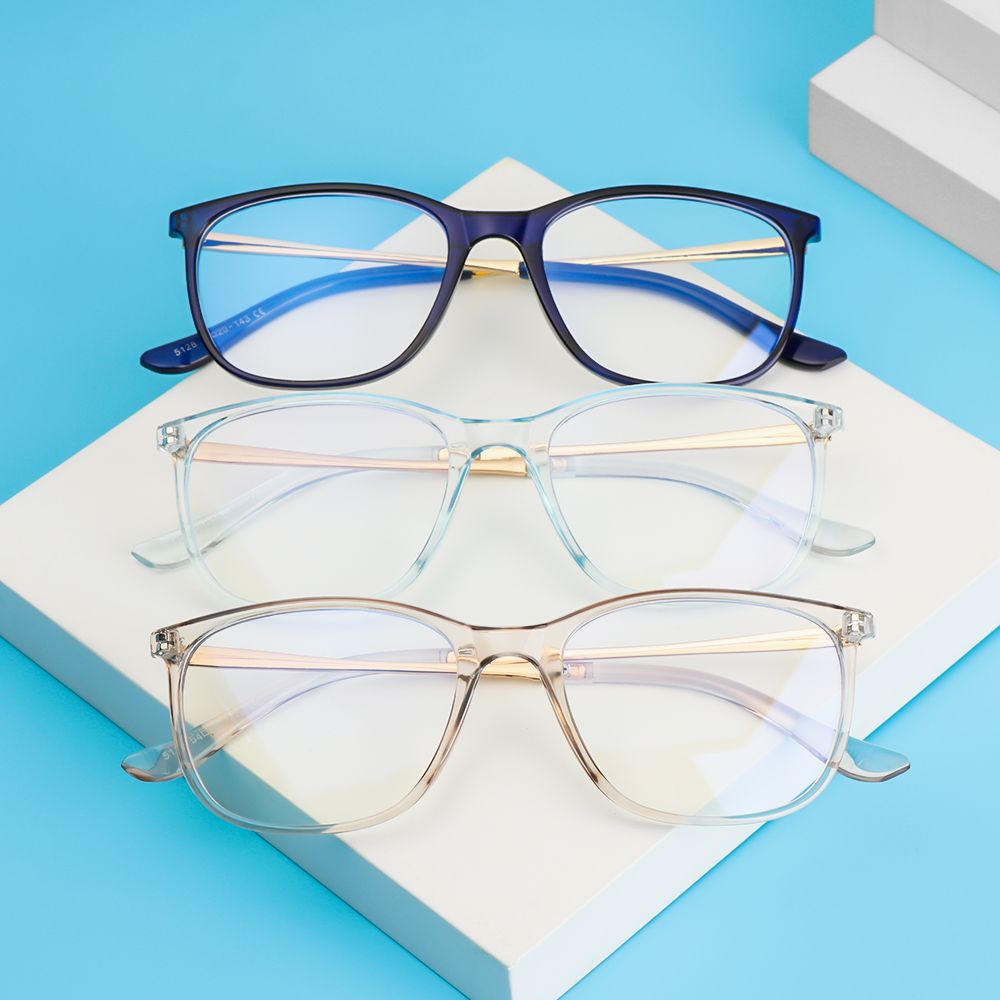 ROW Fashion Eyeglasses Vintage Ultra Light Frame Anti-Blue Light Glasses Portable Women Men Computer Square Eye Protection/Multicolor