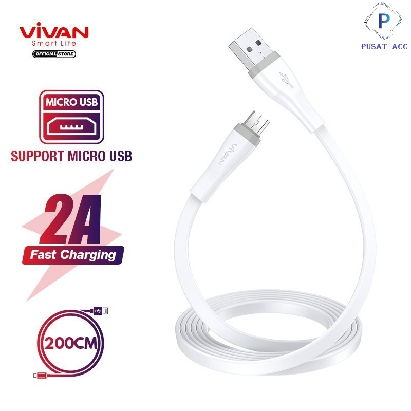 SM200S - DATA CABLE MICRO USB FAST CHARGING 2A FLAT DESIGN 2M