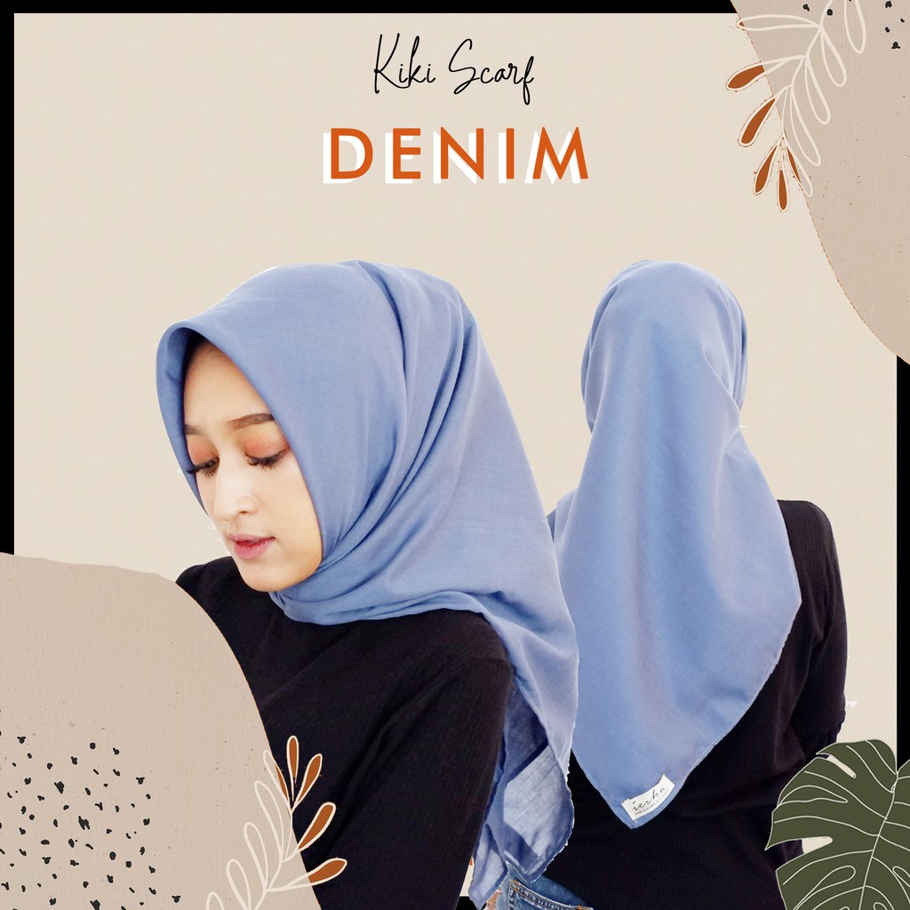 HIJAB SEGI EMPAT BIRU  DENIM  KATUN JILBAB  SEGI EMPAT SQUARE 