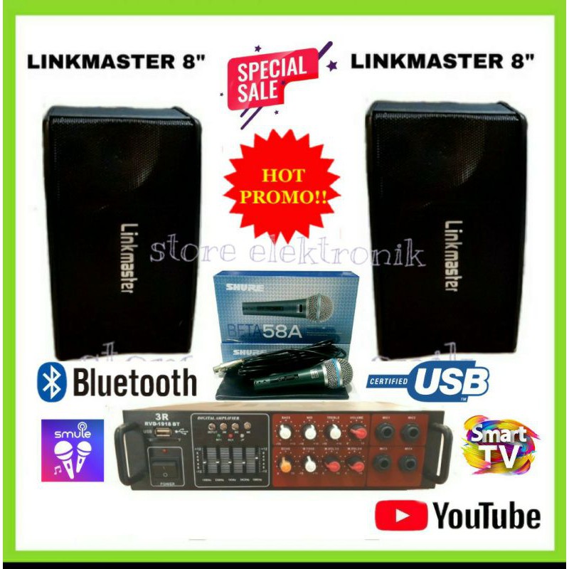 Paket Karaoke Speaker linkmaster 8&quot; Suara Cocok Karaoke Dlm Ruangan