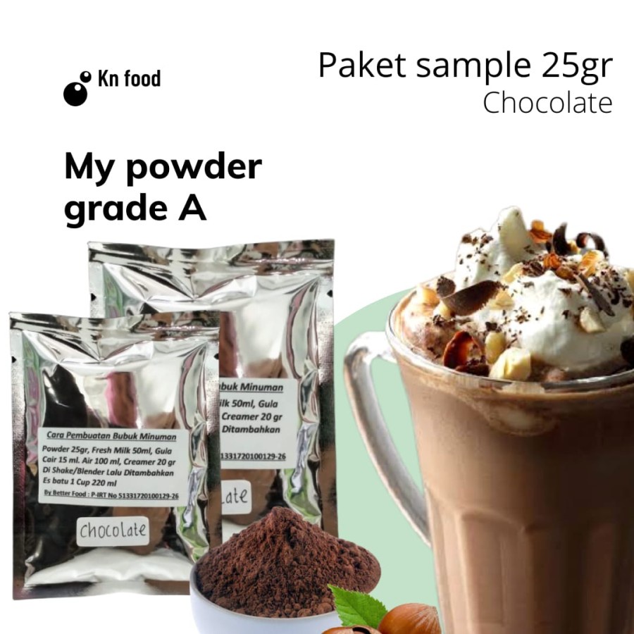 

CHOCOLATE 25 GR PAKET SAMPEL MY POWDER GRADE A. BUBUK MINUMAN