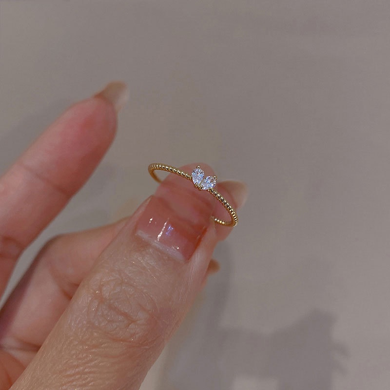 Cincin Zircon Bentuk Hati Gaya Korea Untuk Wanita