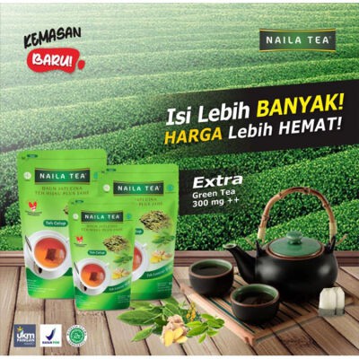 Naila Tea | teh peluntur lemak | Teh diet sehat | isi 30 tea bag | teh pelangsing original BPOM-4