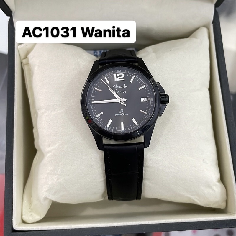 Jam Alexandre Christie AC 1031 Wanita Hitam Kulit