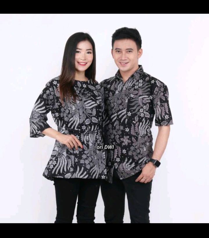 Batik Couple Pria Wanita Motif Manggar Abu