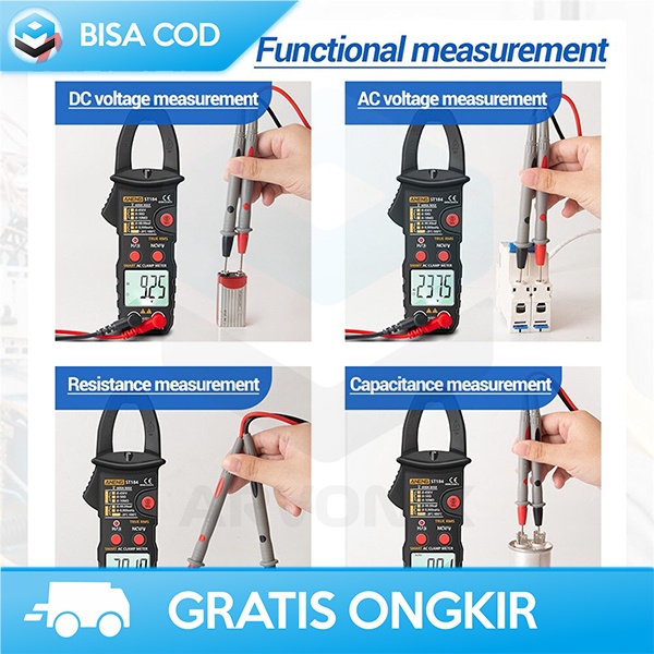 MULTITESTER CLAMP METER TANG AMPERE ANENG TEMPERATURE PROB HEMAT ST184