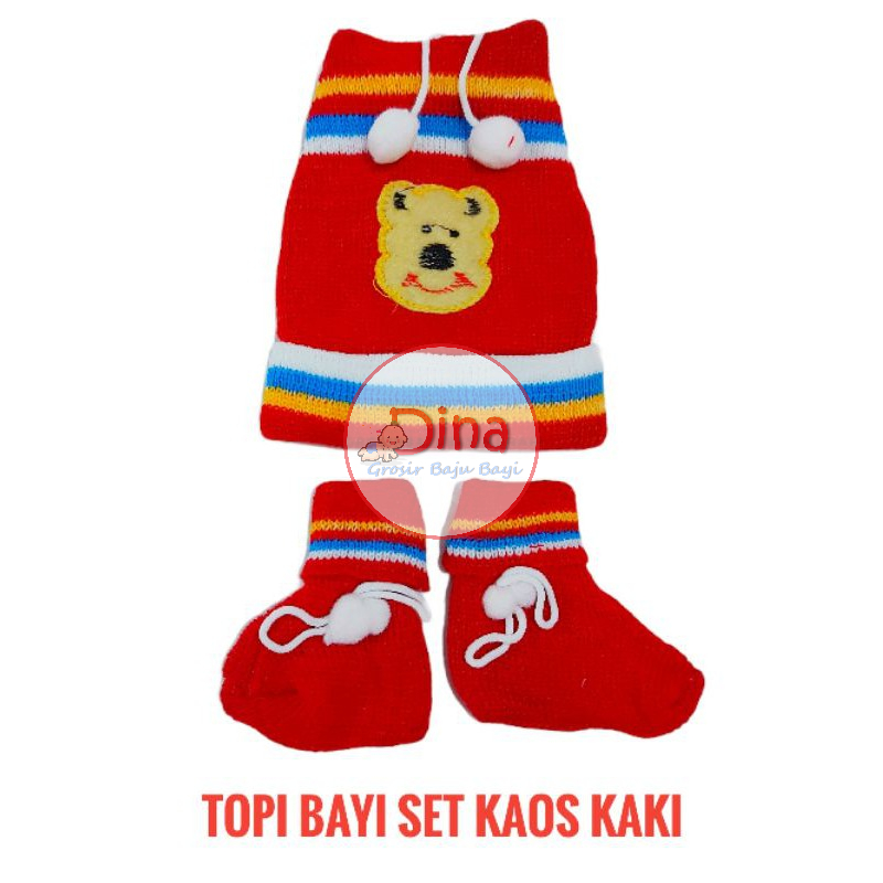 TOPI bayi rajut SETELAN