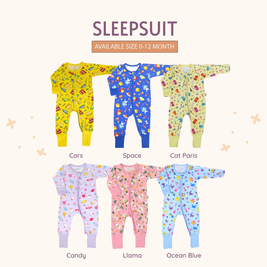 Jumpsuit Jumper Sleepsuit Piyama Resleting Baju Tidur Bayi Anak Bonbinzoo