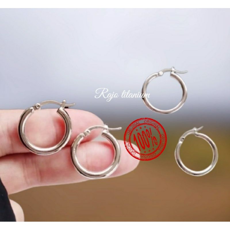 ANTING HOOP TITANIUM STAILESTEEL CEWEK COWOK ANTI KARAT MURAH BERGARANSI-4