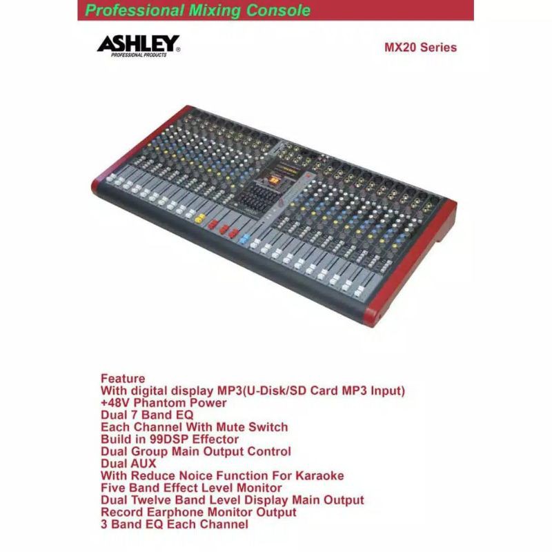 Mixer Ashley MX20 mixer Ashley 20 channel original 99 dsp
