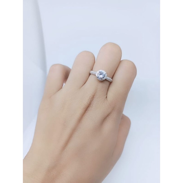 Cincin solitaire mp square mt samping / perhiasan perak 925 berlapis emas import