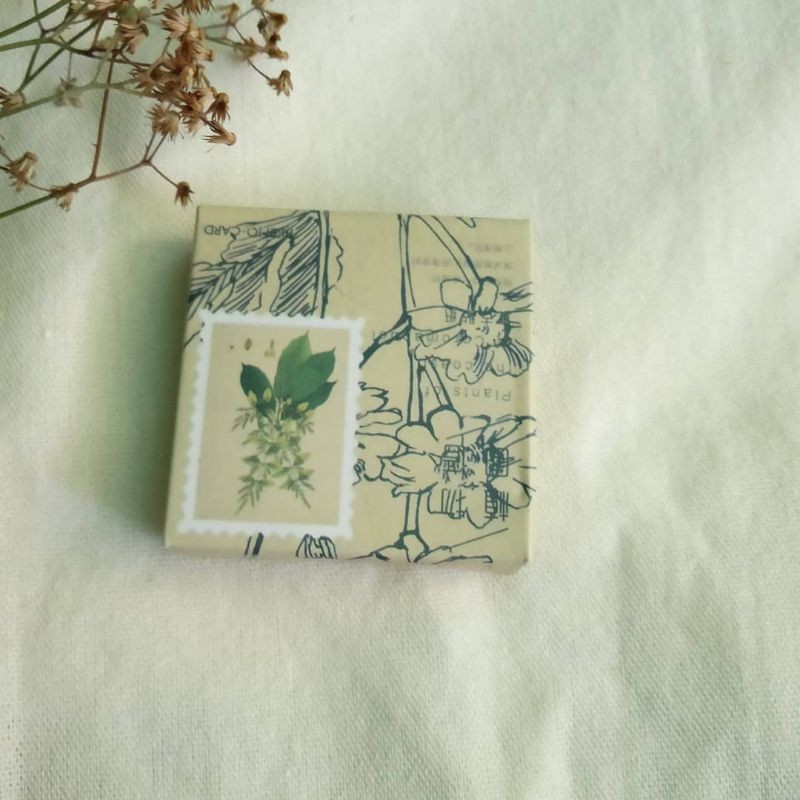 Stiker scrapbook motif perangko daun isi 45 pcs