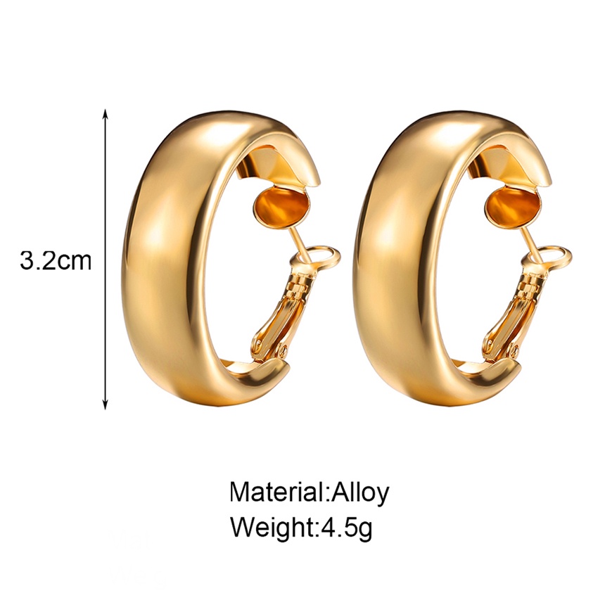 Anting Bentuk Lingkaran Geometris Warna Emas Gaya Retro Korea Untuk Aksesoris Perhiasan