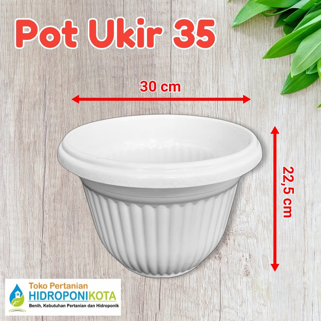 SUSAN - POT BUNGA PB 350 putih - pot putih 35 - pot ukir - pot oval - pot plastik