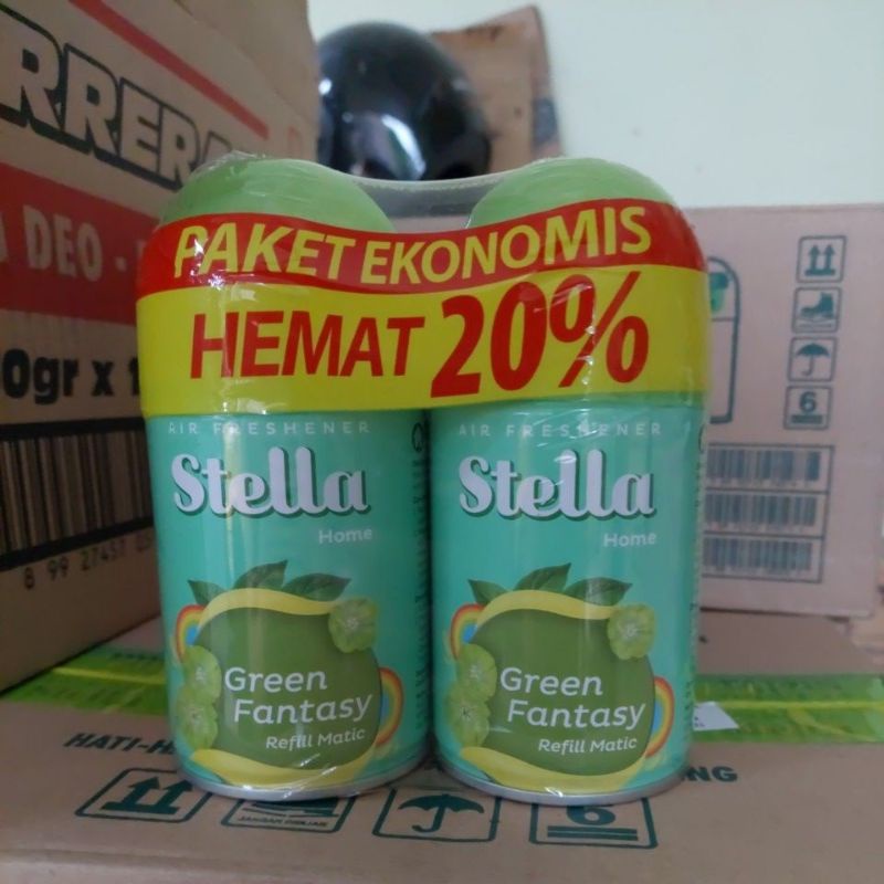 Stella Matic Refill 225 ml paket ekonomis (2x225ml) Pengharum Ruangan ( Green Fantasy )