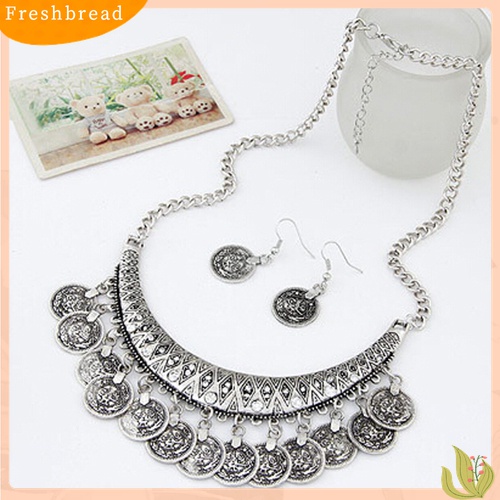 Fresh| Set Perhiasan Kalung Choker Anting Kait Gaya Vintage Untuk Wanita