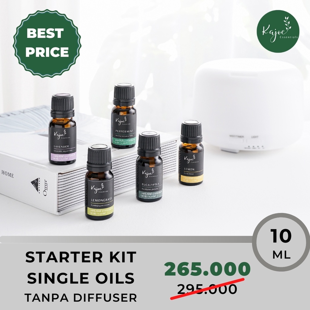 KAJOE STARTER KIT PAKET DIFFUSER ESSENTIAL OIL Minyak Esensial Atsiri Aromaterapi Aromatheraphy