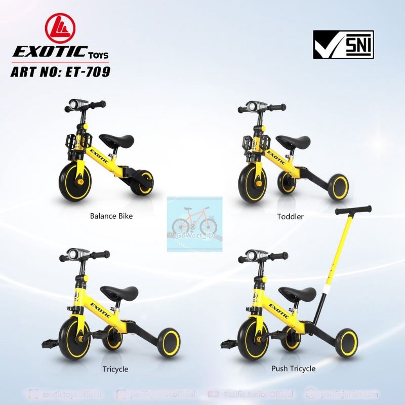 Push Bike Balance Bike Sepeda Roda Tiga Tricycle EXOTIC ET-5511 / ET-709 Sepeda Toddler Anak | High Quality