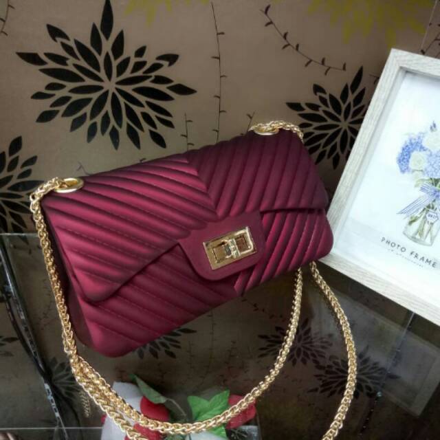 TAS WANITA FASHION SLEMPANG CHANEL CHEVRON TALI RANTAI