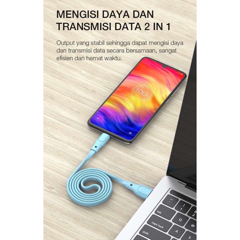 1 TOPLES (20pcs) ROBOT RGL100 Data Cable Lightning 100cm 2.1A Kabel Casan iPhone X 5 6 7 8 Colorful  GARANSI